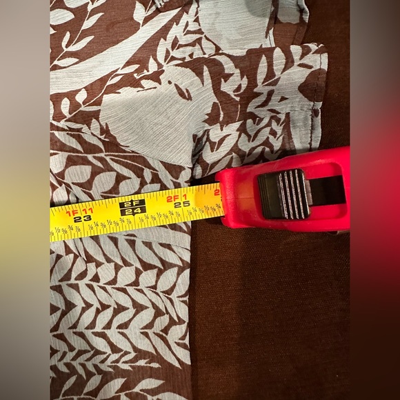 Lane Bryant Blue & Brown Sheer Floral Leave Print Square Neckline SZ  22…No Belt - Picture 10 of 13